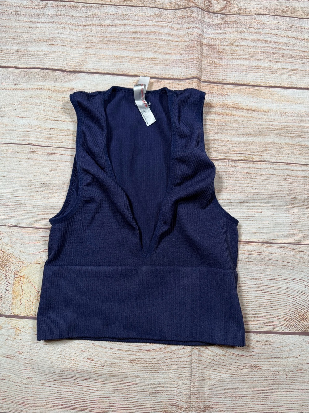 Urban Outfitters Navy Ribbed Deep‎ V Crop Top